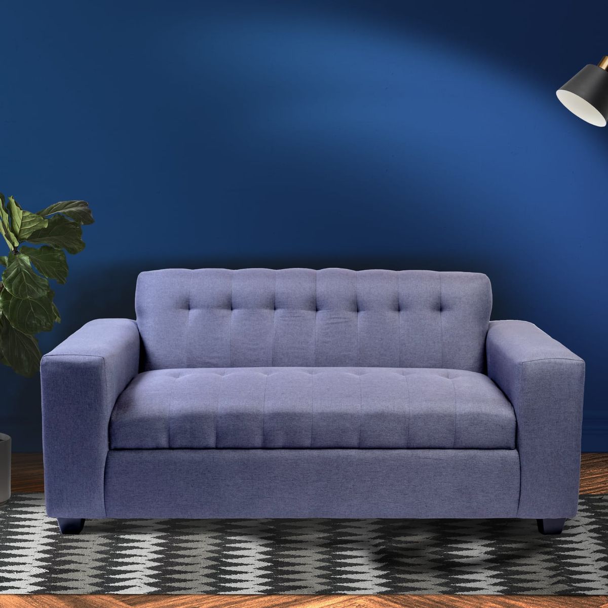 MUEBLES NEW - SOFA TRES CUERPOS GRIS OSCURO LINO.