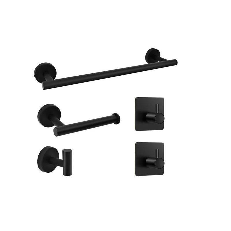 GENERICO - Accesorios De Baño Acero Inoxidable Negro 5 piezas Black