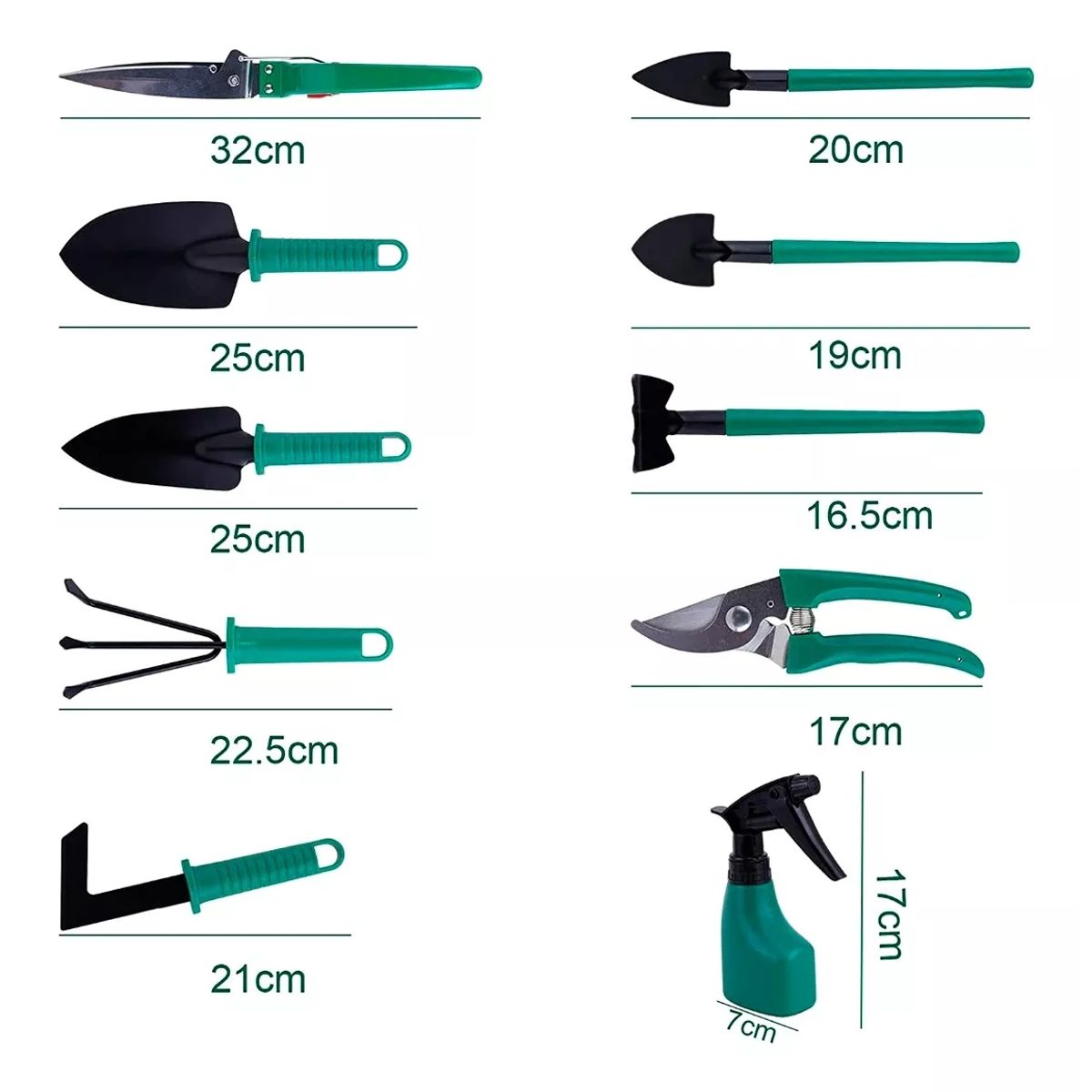 GENERICO - Kit Herramientas Jardinería  Rastrillo Tijera Podar