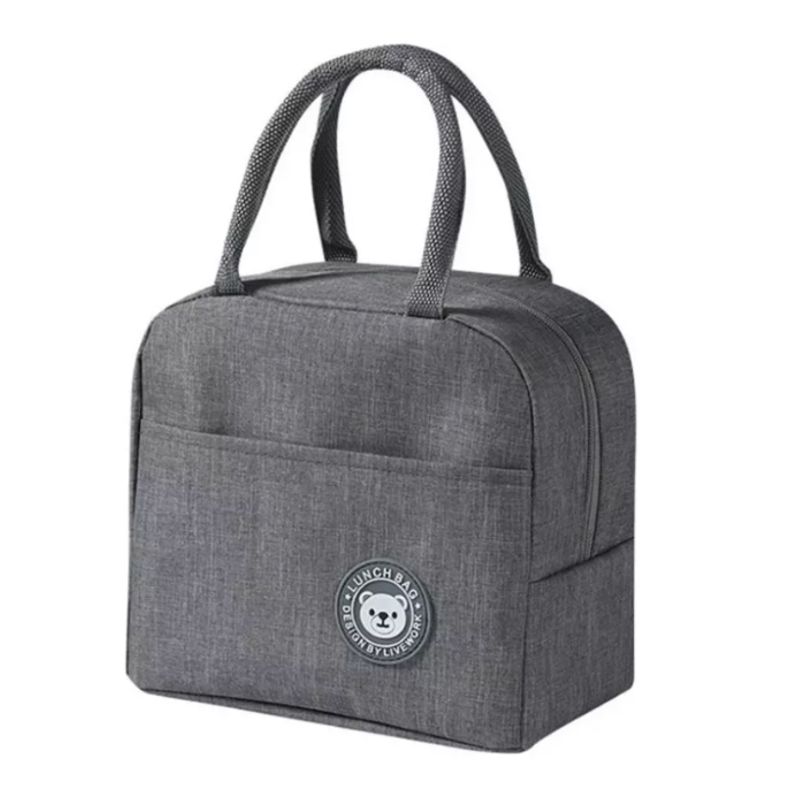 GENERICO - Lonchera Bolso Térmico Portátil Para Almuerzo Gris 23x20cm
