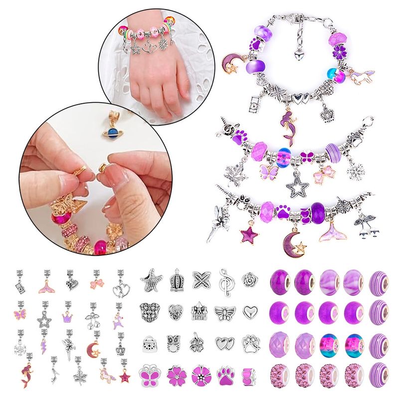 GENERICO - Juego De Charms Para Hacer Pulseras 63 Pcs Morado