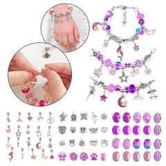 GENERICO - Juego De Charms Para Hacer Pulseras 63 Pcs Morado