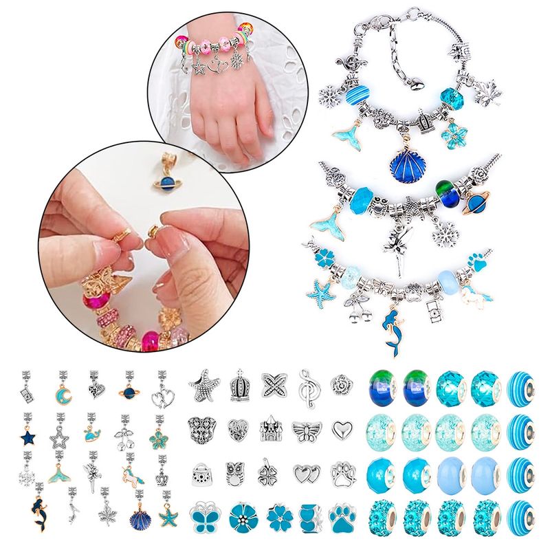 GENERICO - Juego De Charms Para Hacer Pulseras 63 Pcs Azul