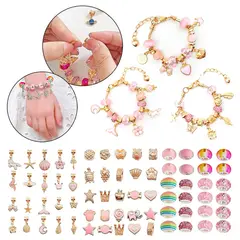 GENERICO - Juego De Charms Para Hacer Pulseras 63 Pcs Rosa