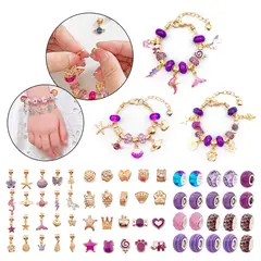GENERICO - Juego De Charms Para Hacer Pulseras 63 Pcs Violeta