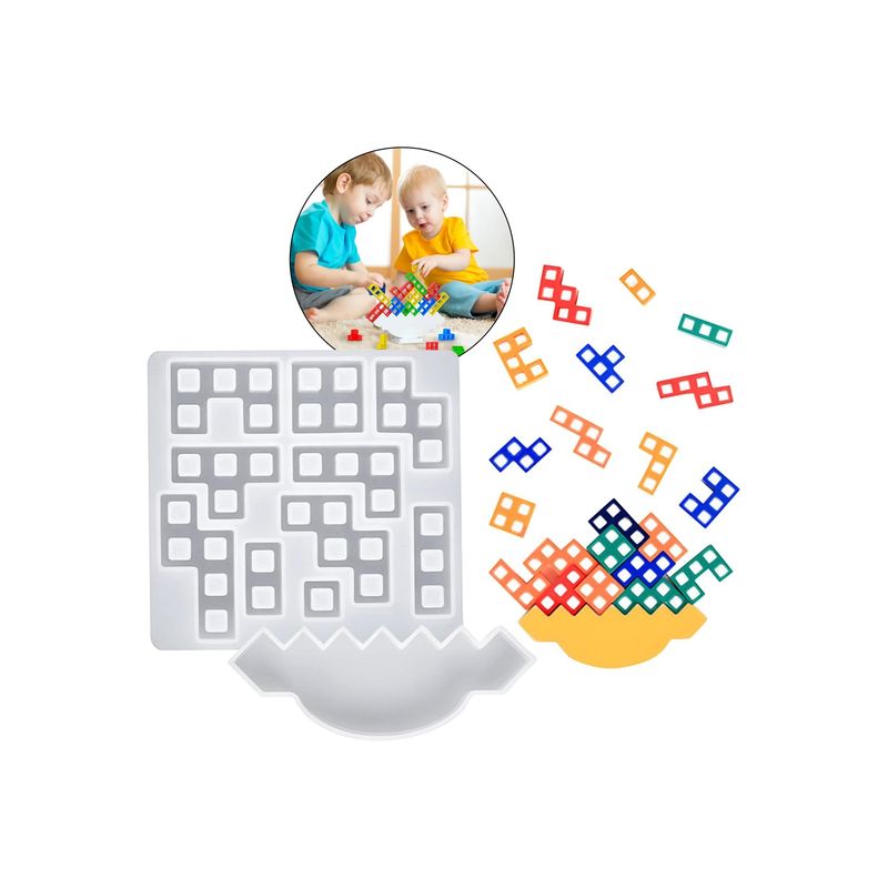 GENERICO - Set 2 Pcs Molde De Silicona Torre Tetris Juego De Equilibrio