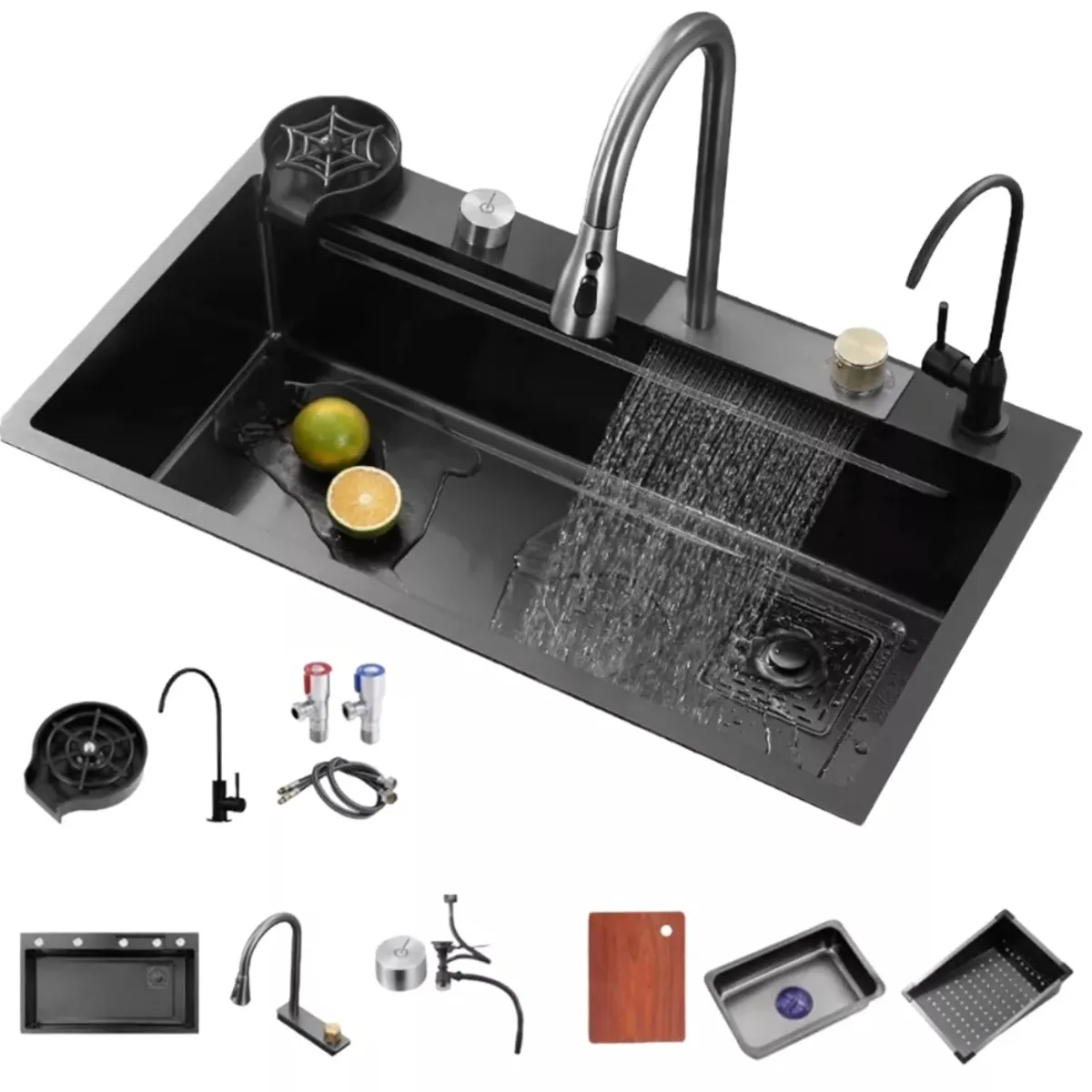 HOMER DESIGN - Combo Lavaplato Empotrado 80x45x21cm Acero Inoxidable Lavavaso cascada…