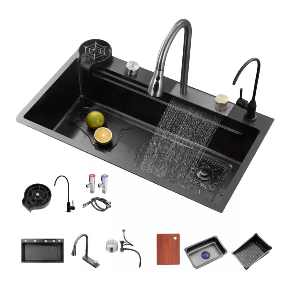 HOMER DESIGN - Combo Lavaplato Empotrado 80x45x21cm Acero Inoxidable Lavavaso cascada…