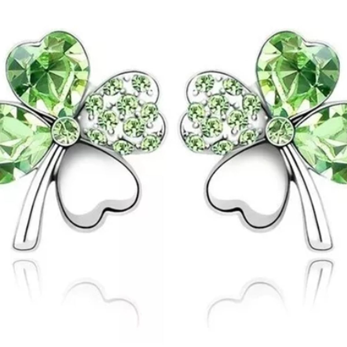 GENERICO - Aros Trébol Verde Hechos Con Cristales Austríacos Swarovski