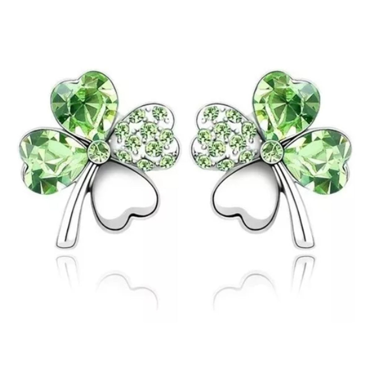 GENERICO - Aros Trébol Verde Hechos Con Cristales Austríacos Swarovski