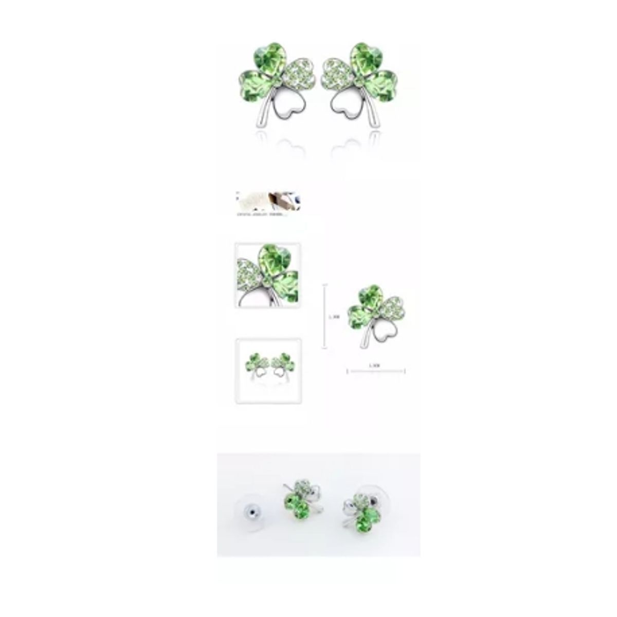 GENERICO - Aros Trébol Verde Hechos Con Cristales Austríacos Swarovski