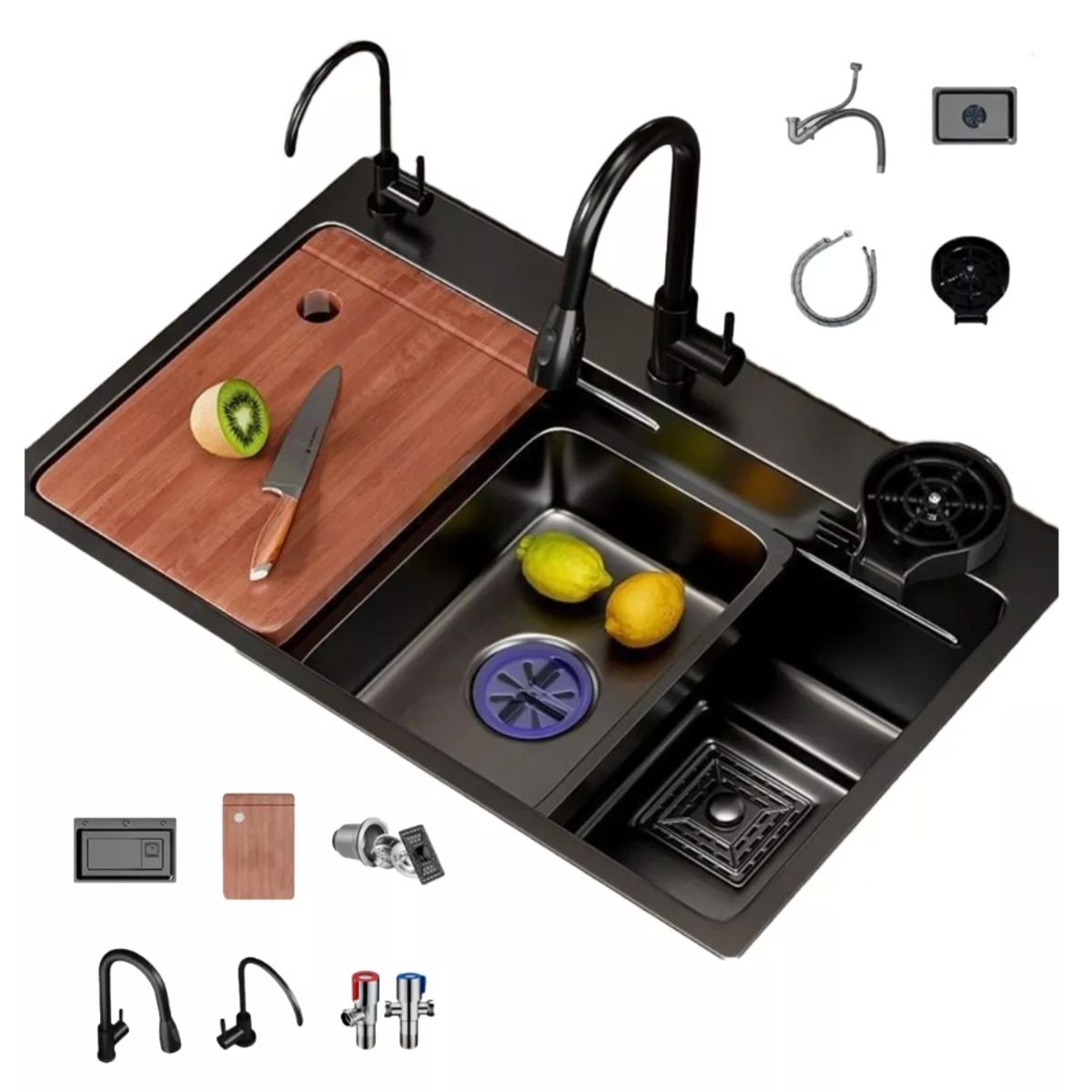 HOMER DESIGN - Combo Lavaplato Empotrado 80x45x21cm Acero Inoxidable Lavavaso