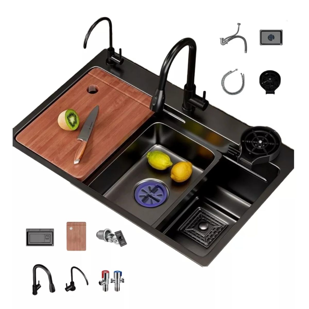 HOMER DESIGN - Combo Lavaplato Empotrado 80x45x21cm Acero Inoxidable Lavavaso