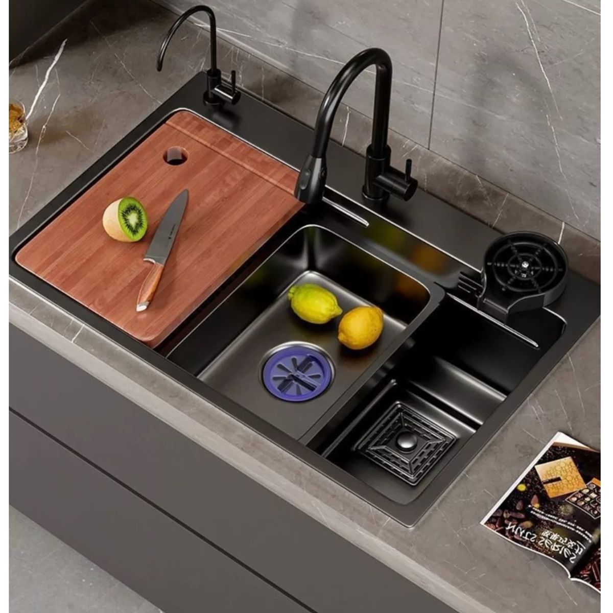 HOMER DESIGN - Combo Lavaplato Empotrado 80x45x21cm Acero Inoxidable Lavavaso