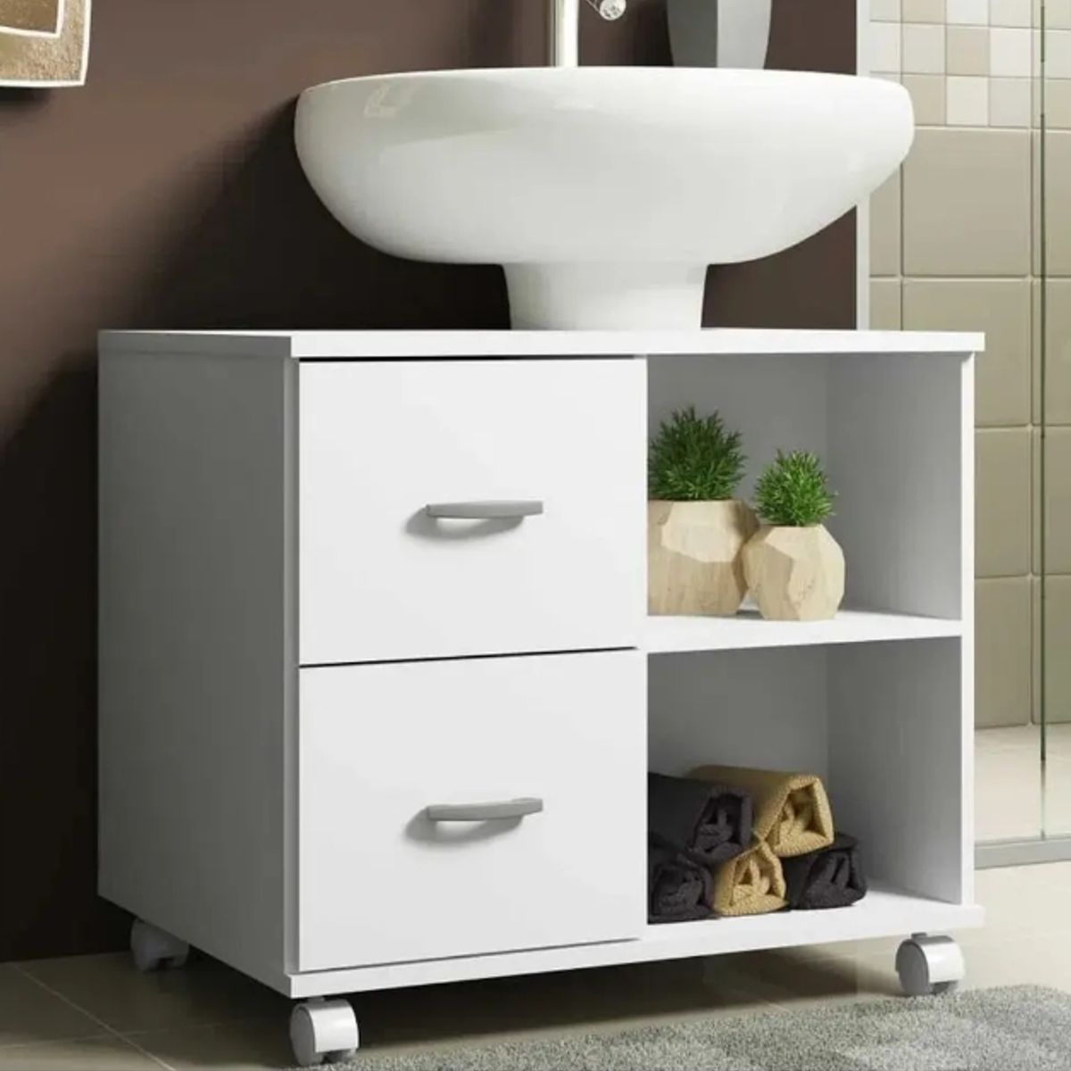 BE DESIGN - Mueble Para Baño 2 Cajones Blanco