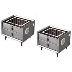 MODERNISMO - Pack 2 veladores Gris lector huella, parlantes y carga inalámbrica