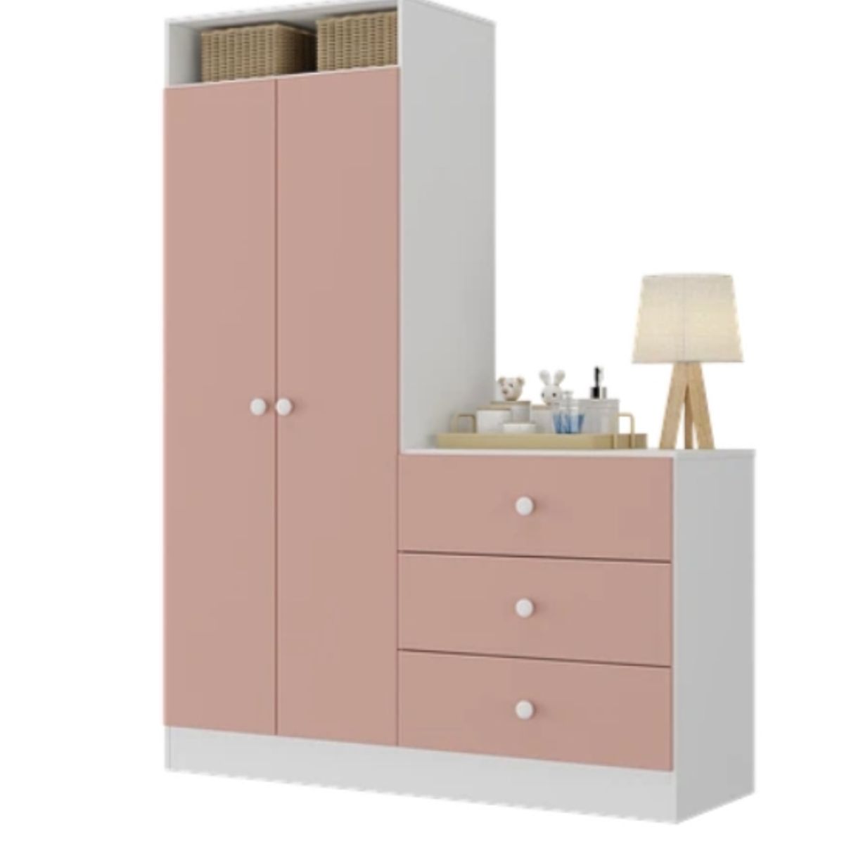 KIDSCOOL - Armario Con Cómoda Pimpolho Rosado