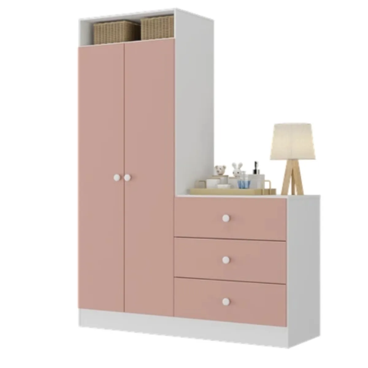 KIDSCOOL - Armario Con Cómoda Pimpolho Rosado