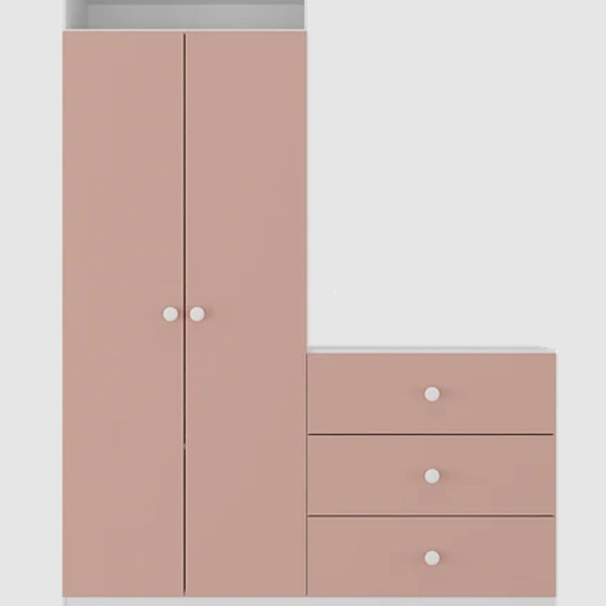 KIDSCOOL - Armario Con Cómoda Pimpolho Rosado