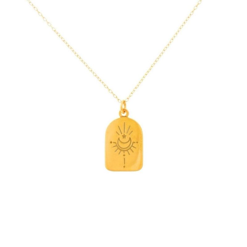 ZAZU - Collar Placa Luna Bañado en Oro