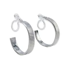 ELBAULDEJUMA - Aros Sin Perforación Argolla Hoop relieve líneas Clip Invisible