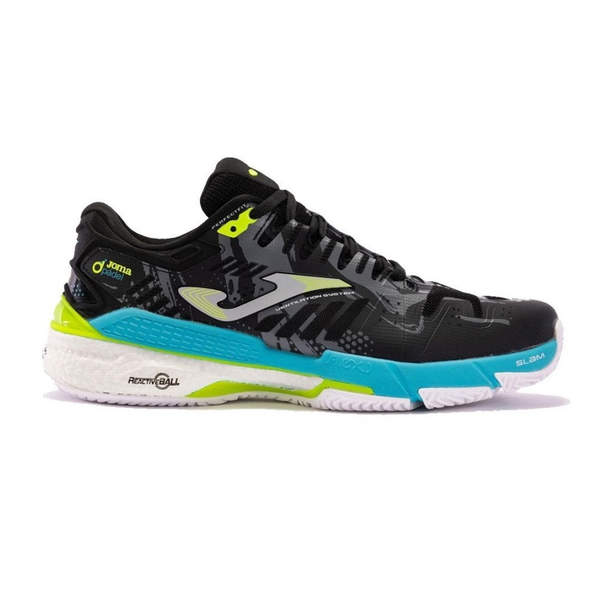 JOMA - Zapatilla Pádel Hombre Slam Negro Turquesa Joma.
