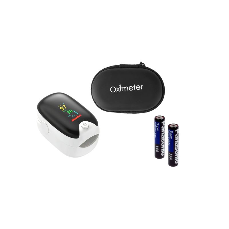 GENERICO - Oxímetro Saturómetro Pulsómetro Medifar + Estuche + 2 Pilas