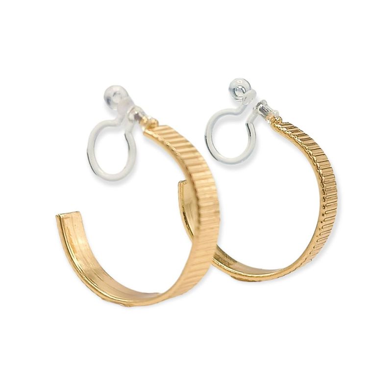 ELBAULDEJUMA - Aros Sin Perforación Argollas relieve líneas Hoop Clip Invisible