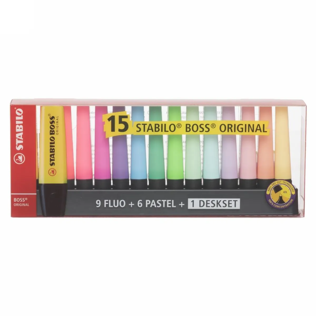 STABILO - Set 15 Destacadores Stabilo Boss Neon - Pastel + Deskset