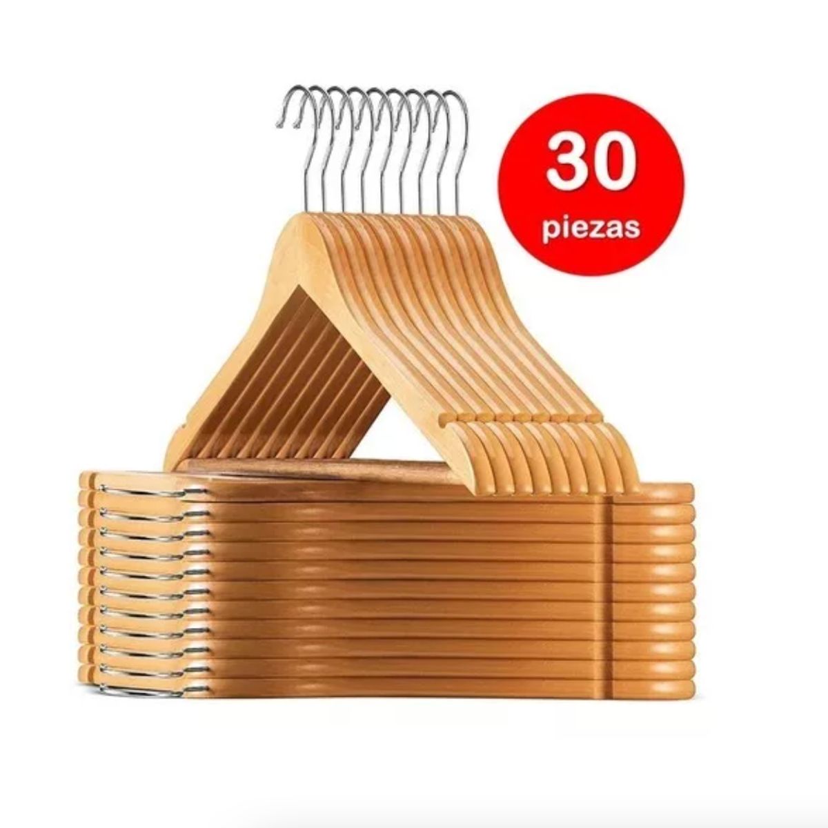 GENERICO - Ganchos De Madera Para Ropa Pantalón 30 Piezas