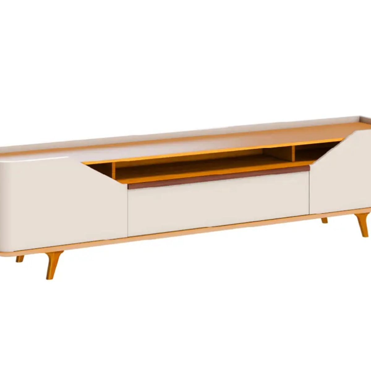 BE DESIGN - Rack Tv Stand Arc 1.8 Puertas y Cajón Blanco Caramelo