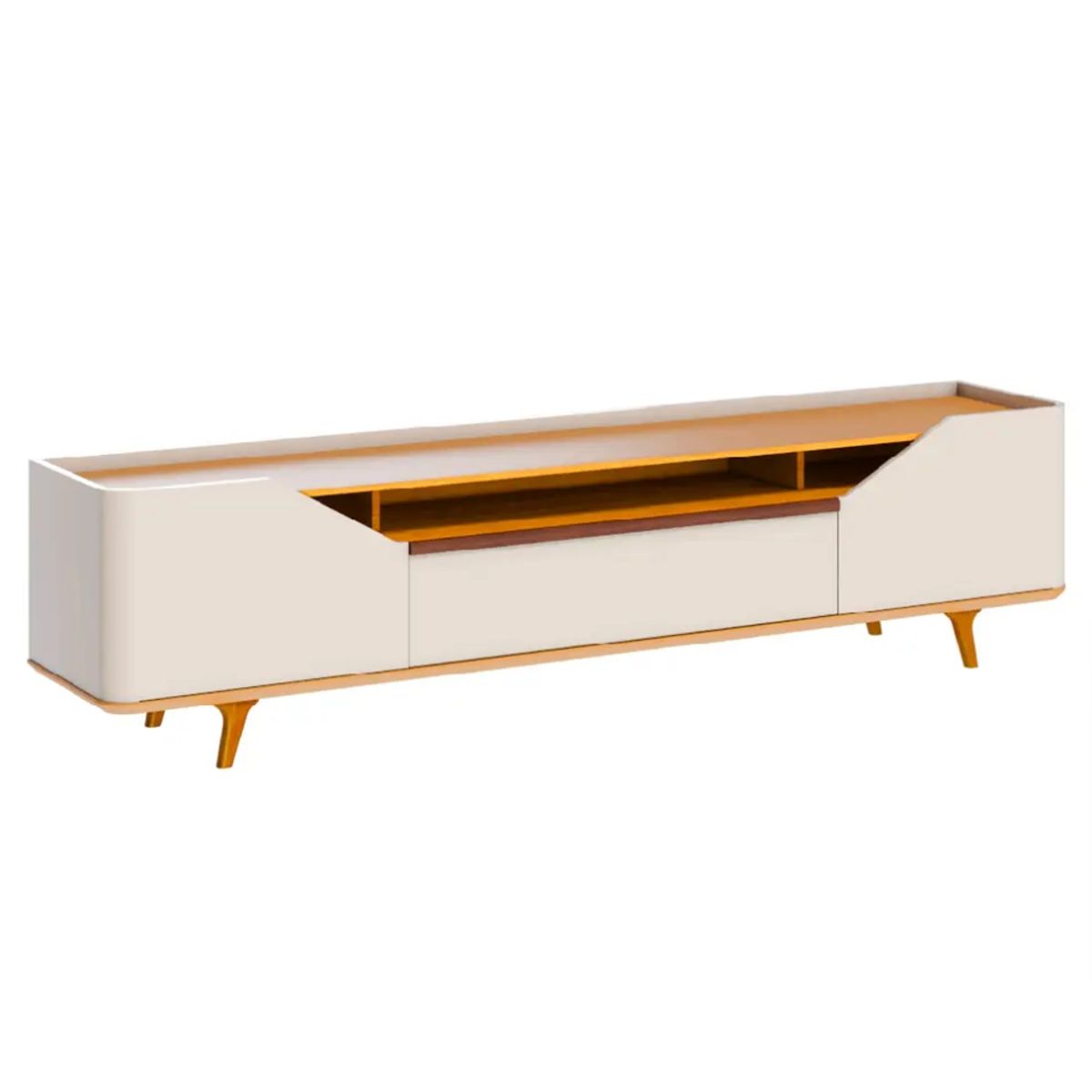 BE DESIGN - Rack Tv Stand Arc 1.8 Puertas y Cajón Blanco Caramelo