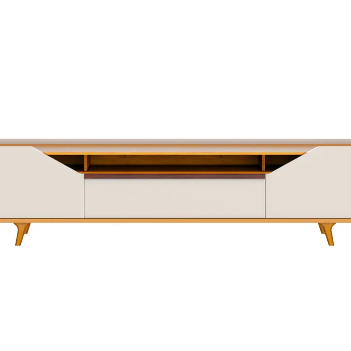 BE DESIGN - Rack Tv Stand Arc 1.8 Puertas y Cajón Blanco Caramelo