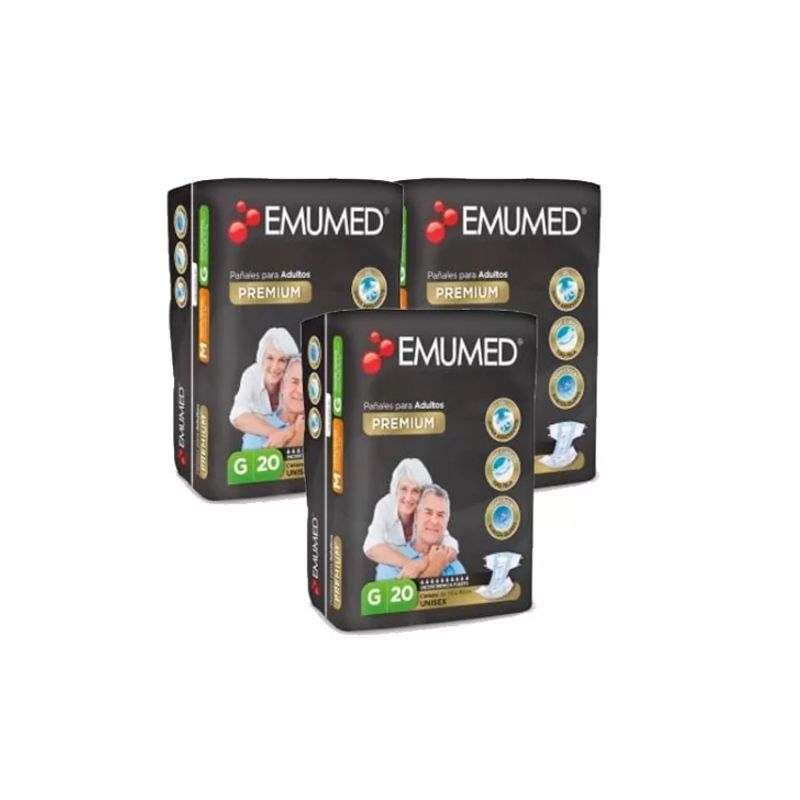 EMUMED - Pañales Para Adulto Emumed Premium 3 Paquetes (G)