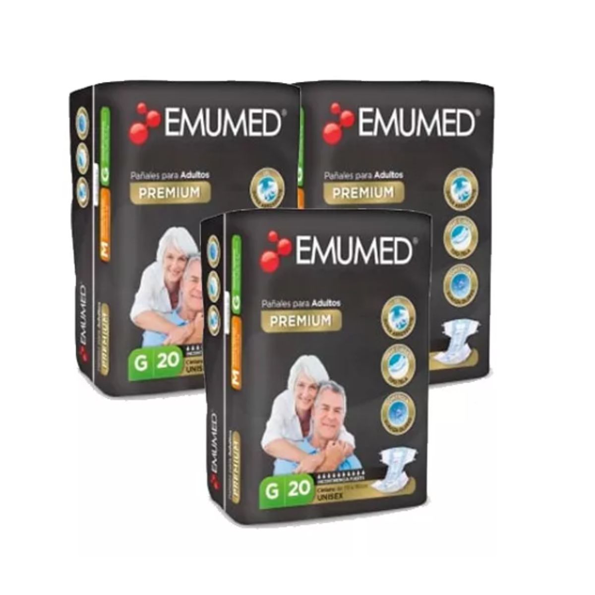 EMUMED - Pañales Para Adulto Emumed Premium 3 Paquetes (G)