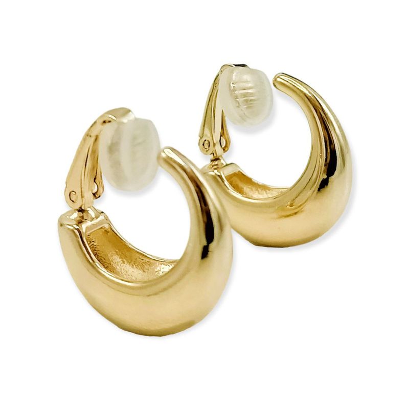 ELBAULDEJUMA - Argollas Sin Perforacion Chunky Huggies Chapada En Oro 18k