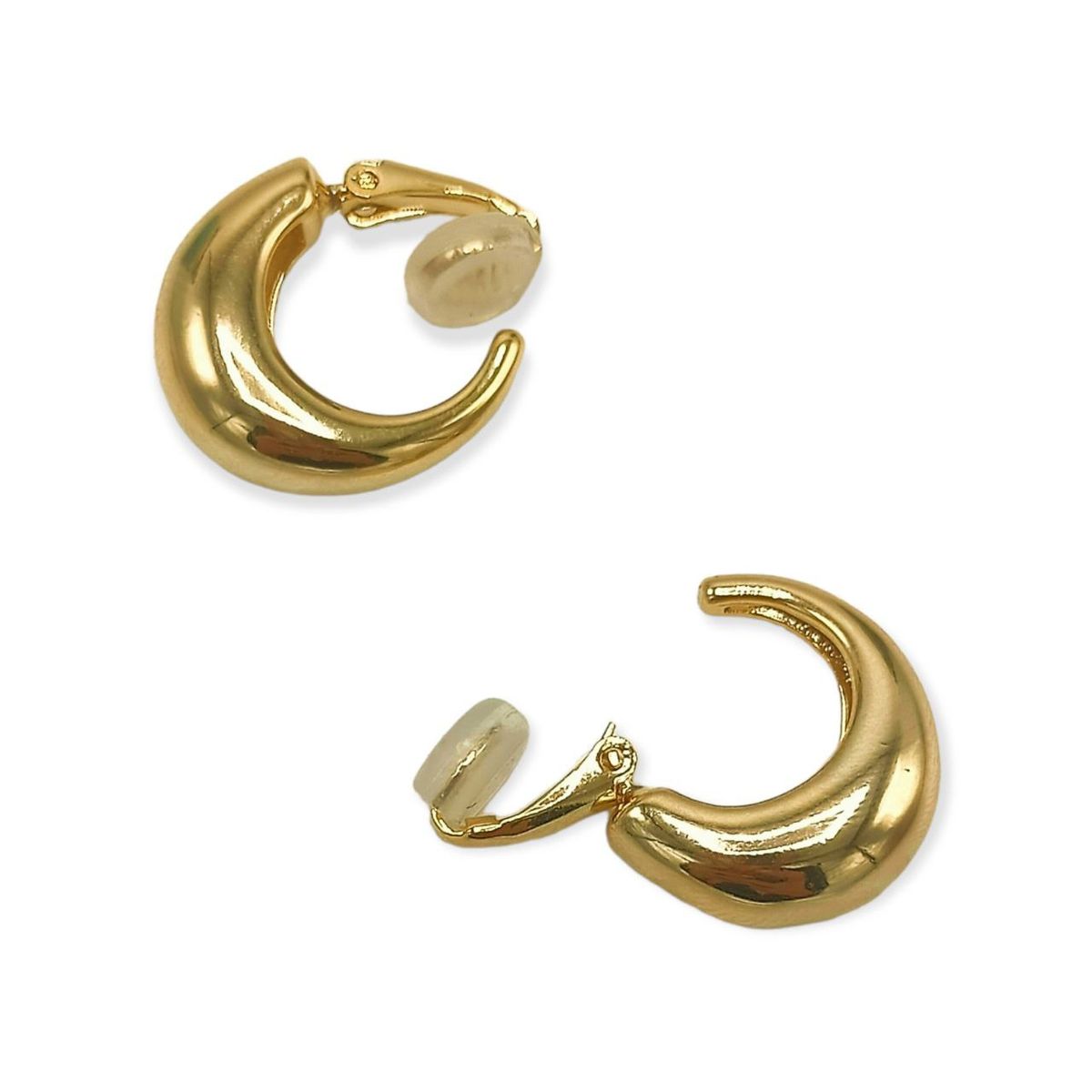 ELBAULDEJUMA - Argollas Sin Perforacion Chunky Huggies Chapada En Oro 18k