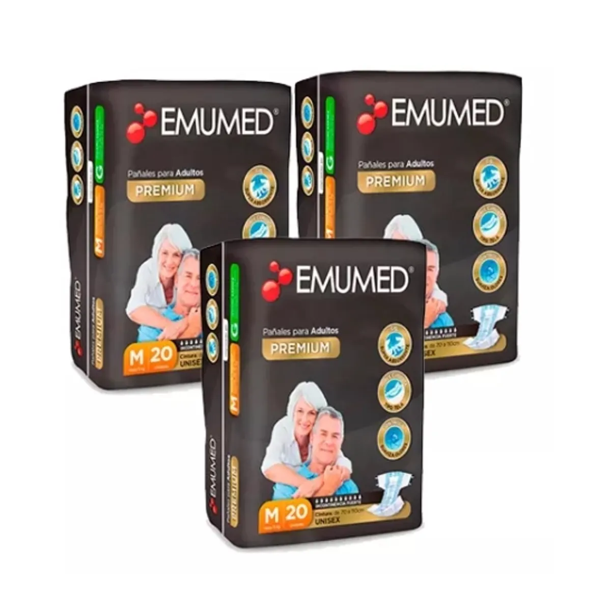 EMUMED - Pañales Para Adulto Emumed Premium 3 Paquetes (M)