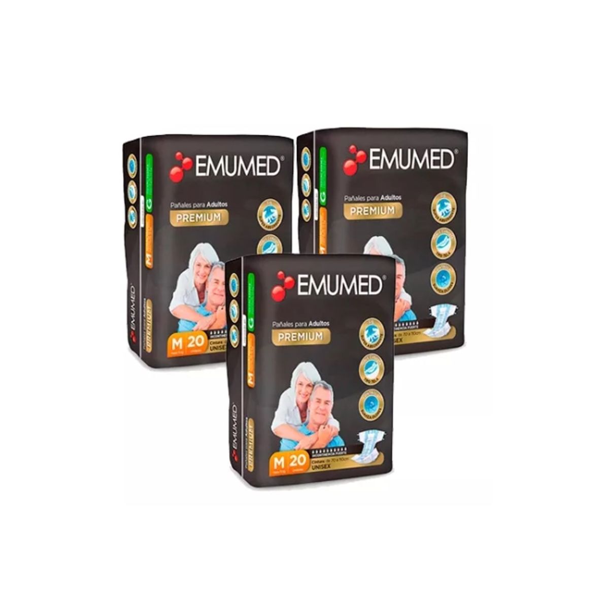 EMUMED - Pañales Para Adulto Emumed Premium 3 Paquetes (M)