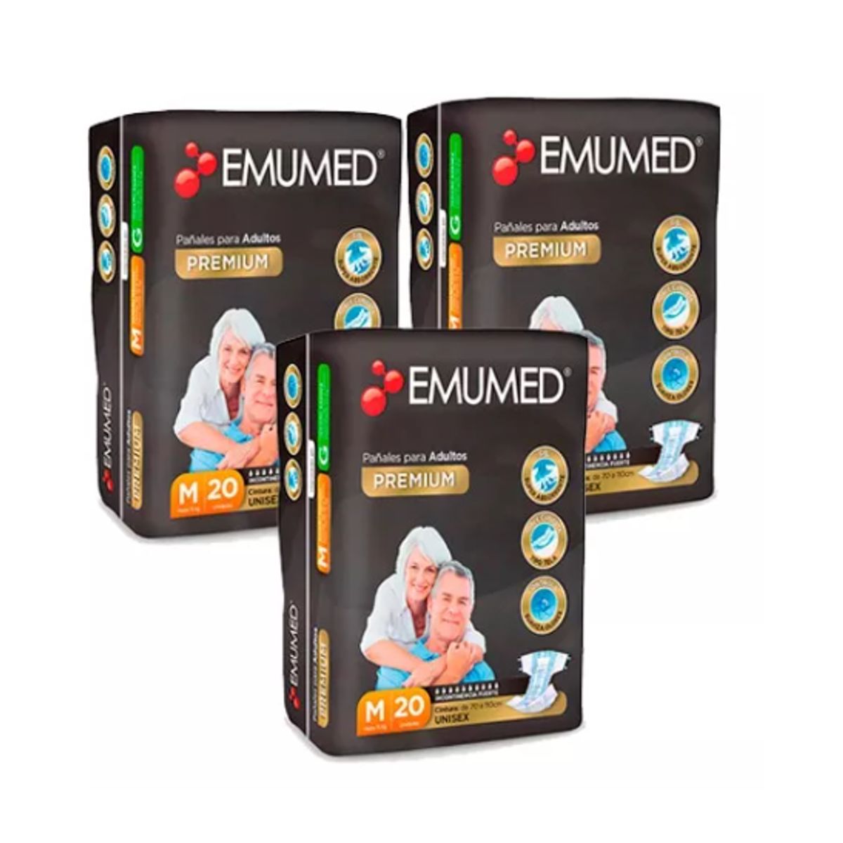 EMUMED - Pañales Para Adulto Emumed Premium 3 Paquetes (M)
