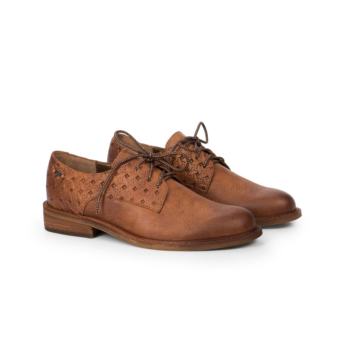 VELEZ - Vélez Zapatos Cordón Randy De Cuero Mujer Grabados Miel