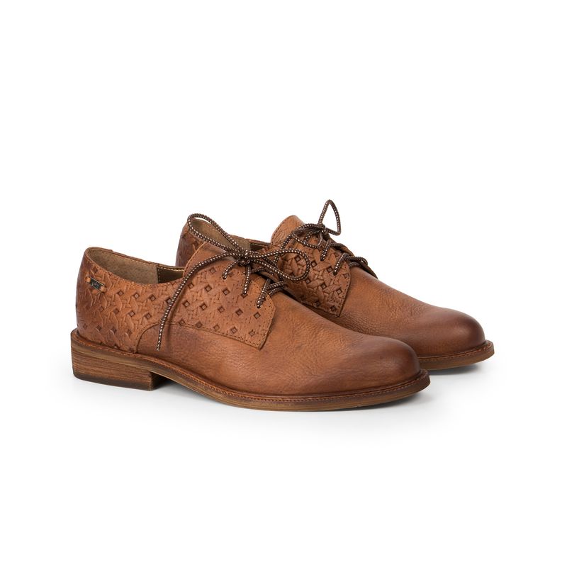 VELEZ - Vélez Zapatos Cordón Randy De Cuero Para Mujer Grabados Miel