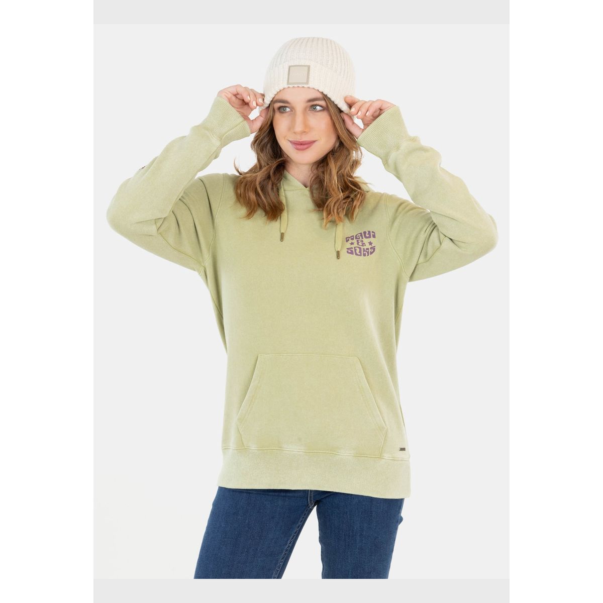 MAUI AND SONS - Poleron Good Vibes Verde Mujer Maui And Sons