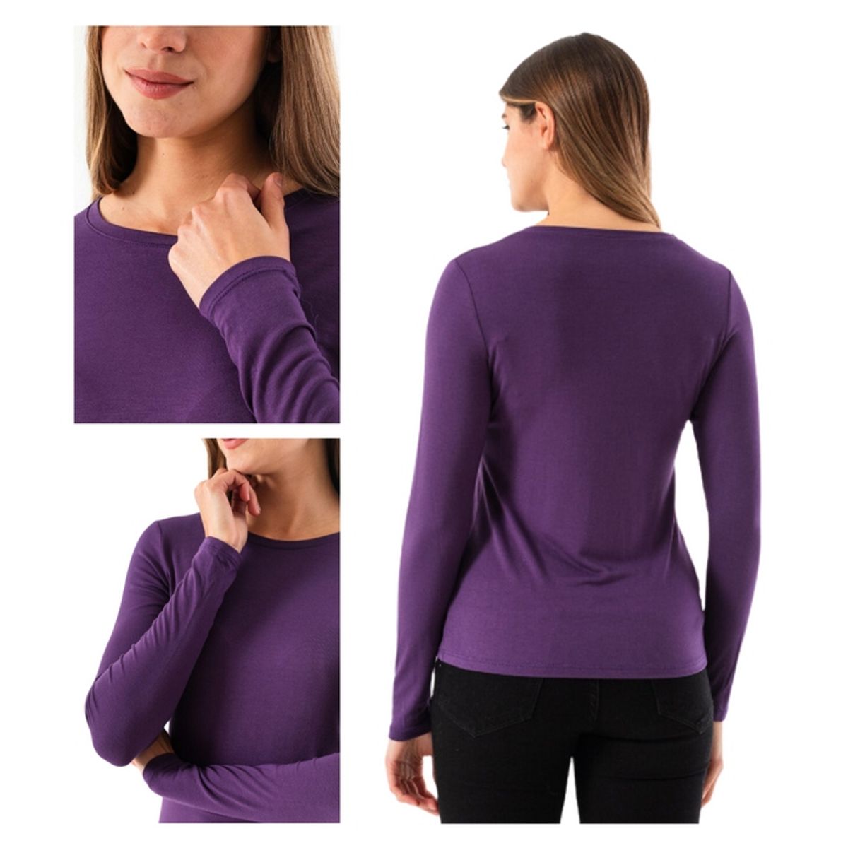 GARSIL - Camiseta Manga Larga Primera Capa De Bambú Polera Mujer