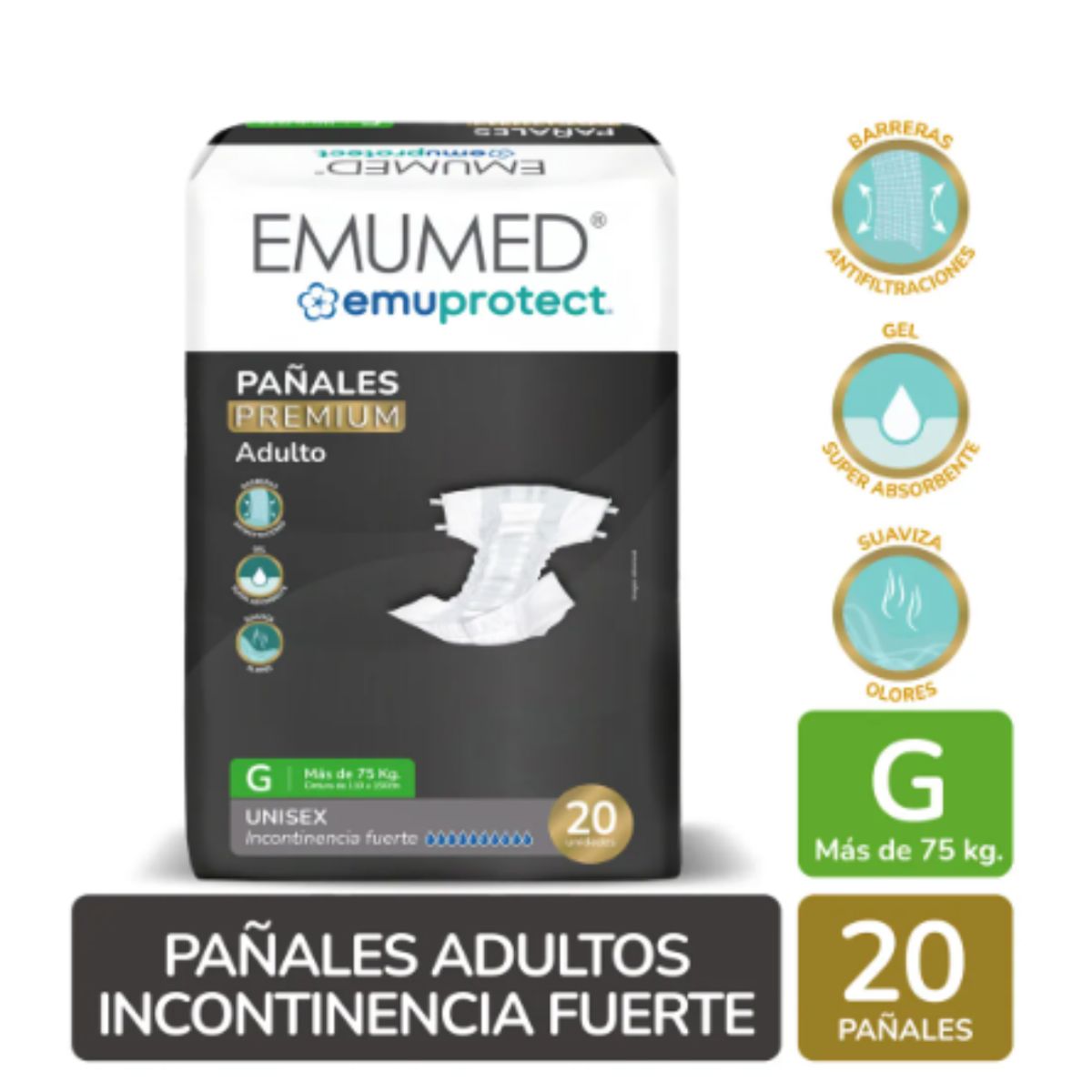 EMUMED - Pañales Adulto Emumed Premium G