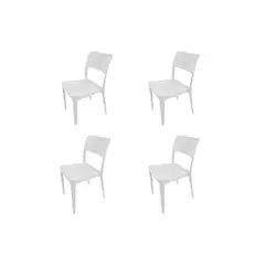 DVP - Pack 4 Sillas De Comedor Plásticas Minimal Blanco