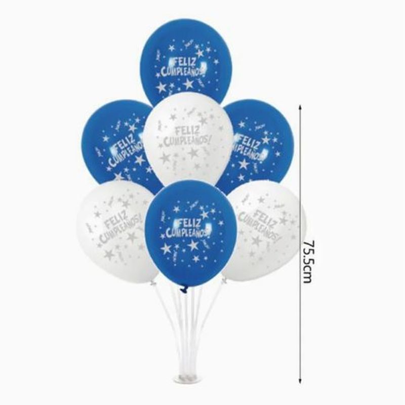 GENERICO - Set De Globos Latex  Azul Y Blanco 75 Cm