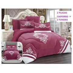 COMPRAPO - Cobertor Plumón Plush Chiporro Rosa Relieve Blanco 2 Plazas