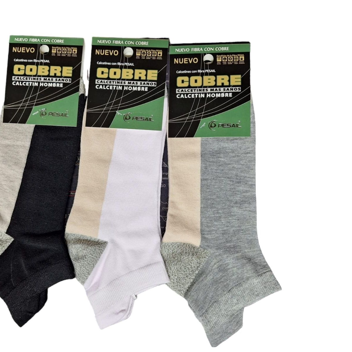 GARSIL - 12 Calcetines Calcetas Cobre Algodon Para Hombre - Deportiva Tobillera