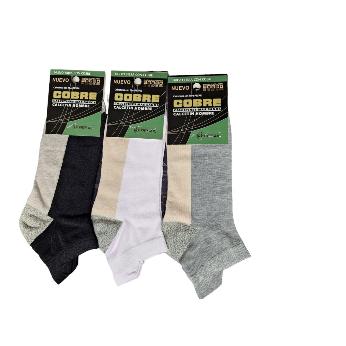 GARSIL - 12 Calcetines Calcetas Cobre Algodon Para Hombre - Deportiva Tobillera